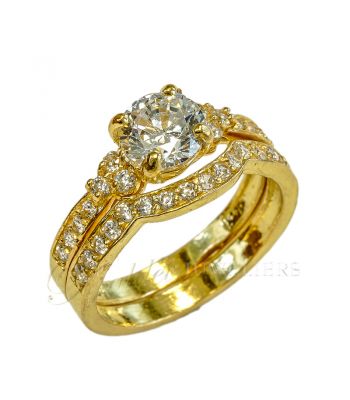 Ladies 22ct gold indian double ring serie Luxe Swarovski BHX-13
