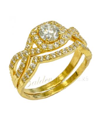 Ladies 22ct gold indian double ring serie Luxe Swarovski BHX-3