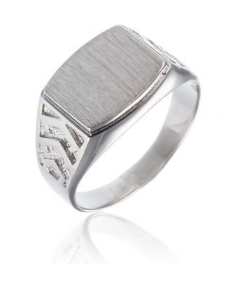 Surinaamse holle zilver cachet ring rechthoek gebold