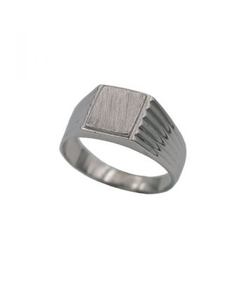 Surinaamse zilveren kinder cachet ring vierkant