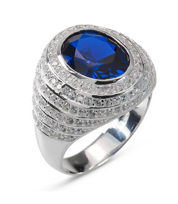 Heren Ring Zilver Luther blauw large