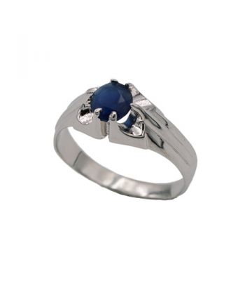 zilveren kinder ring met blauwe steen