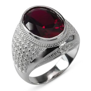 Heren Ring Zilver Mitchell rood large